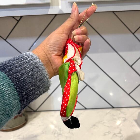 Vintage Christmas green red clown ornament for Christmas tree - Picture 4 of 6